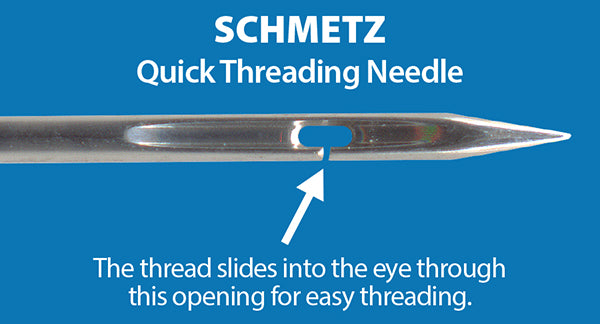 SCHMETZ Quick Threading Needle closeup of point/slit