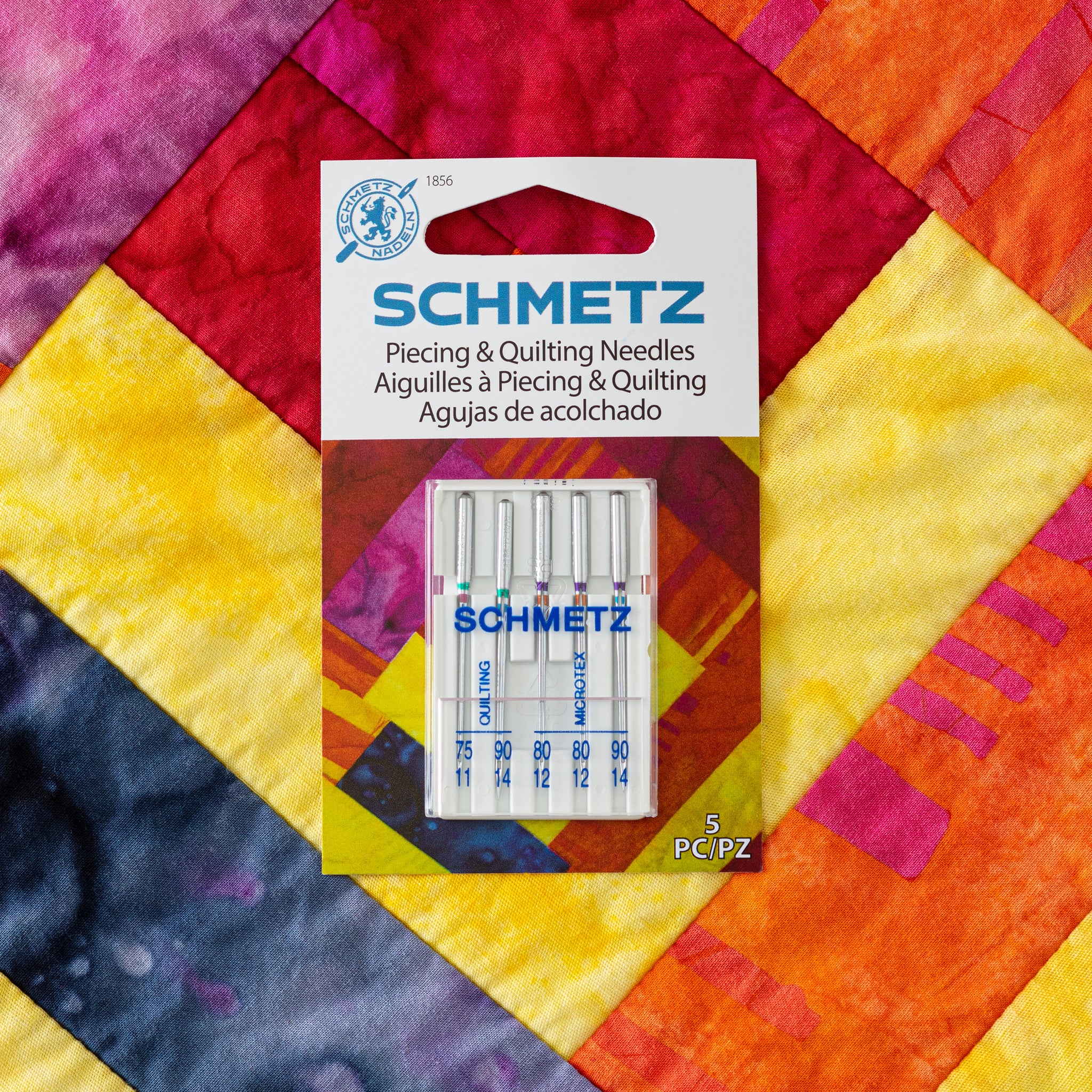 Piecing and Quilting Machine Needles Combo Pack, (3x75/11, 2x90/14) Quilting and (5x80/12) Microtex Needles, Fits: Bernina, Brother, Necchi, Janome